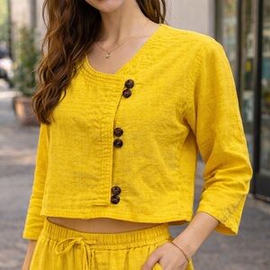 Yellow Button-Detail Women's Top